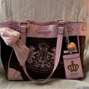 Juicy Couture Pink and Brown Royal Tote